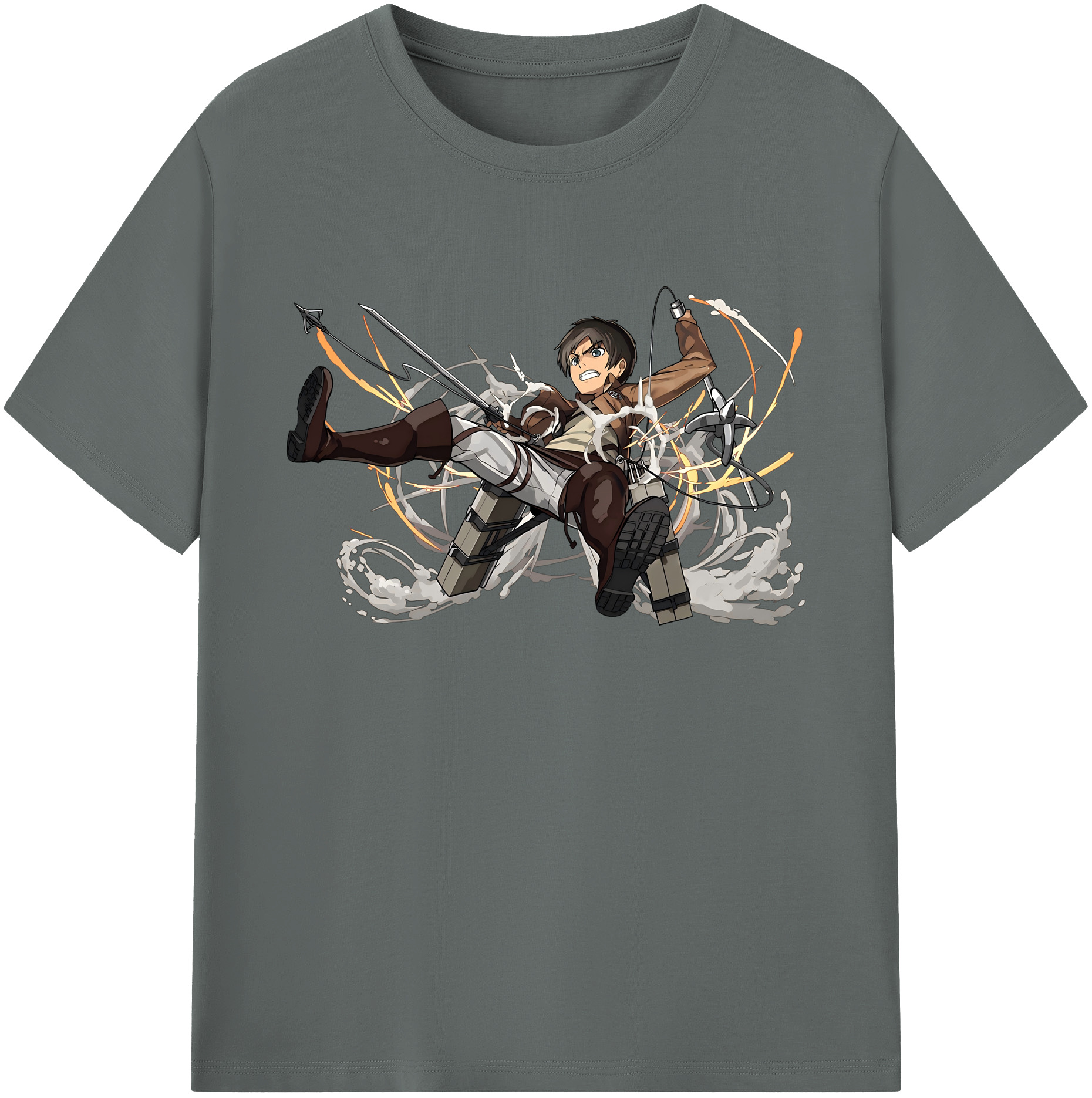 （画像用） 進撃の巨人 エレン･イェーガー Attack on Titan Eren Jäger 綿100％ メンズ半袖Tシャツ｜肌触りやわらか＆通気性
